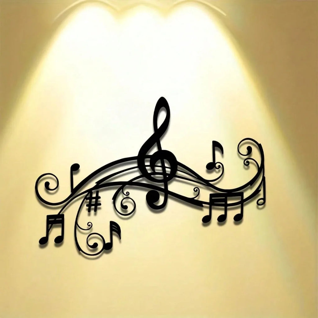 Plaque Métallique Décorative – Notes de Musique Art Déco, Intérieur & Extérieur 40×28 cm | CIFBUY