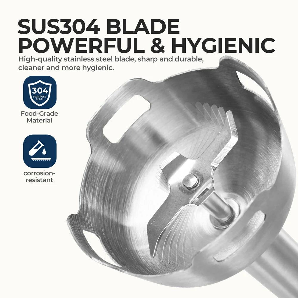 Mixeur Plongeant 6-en-1 1500W - Blender à Main Multifonction Inox Professionnel