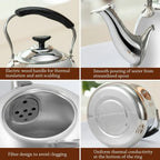 Bouilloire Sifflante Inox 1-2.5L - Induction Gaz Camping Polyvalente