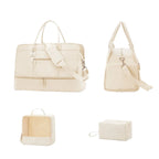 Set Sac de Voyage Femme Nylon – Sac Vêtements & Trousse de Toilette Inclus (Beige)