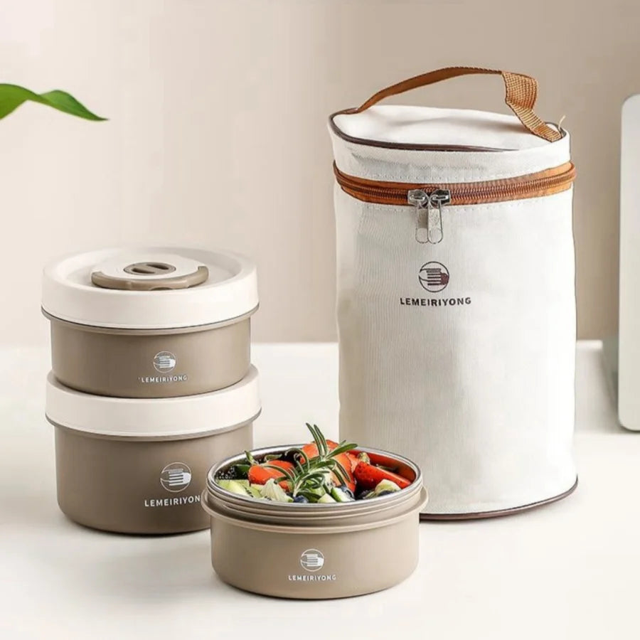 Boîte à Déjeuner Isotherme portable en Acier Inoxydable | Bento Empilable Premium