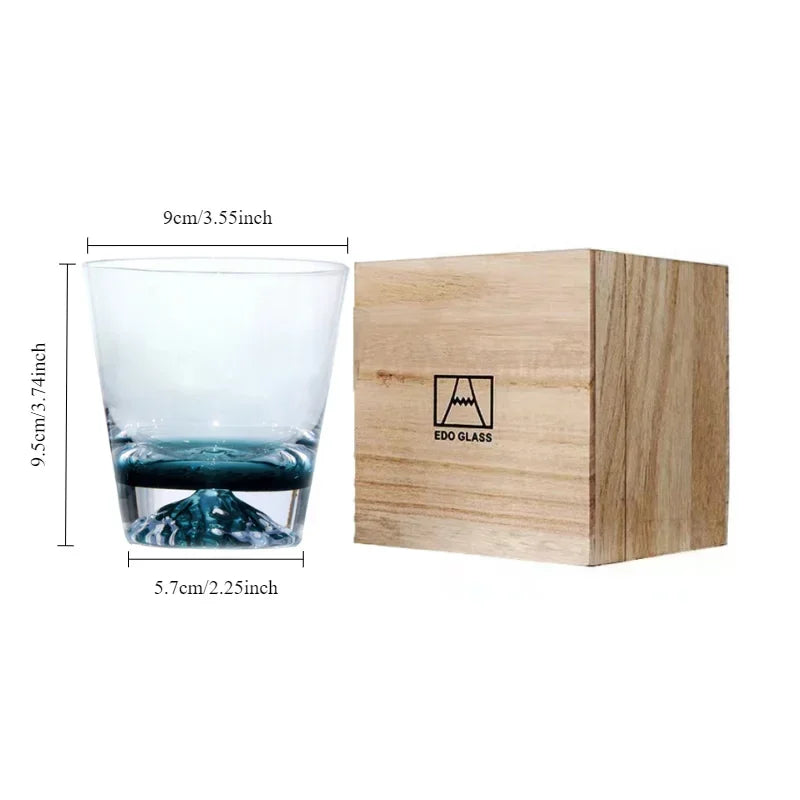 Verre à whisky japonais avec relief montagne 3D - Coffret cadeau premium