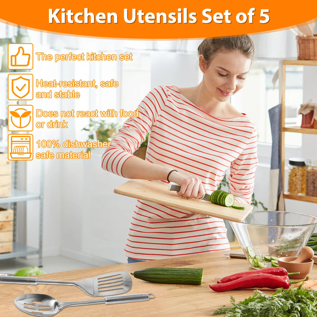 Ensemble 5 Ustensiles de Cuisine en Acier Inoxydable Willstar