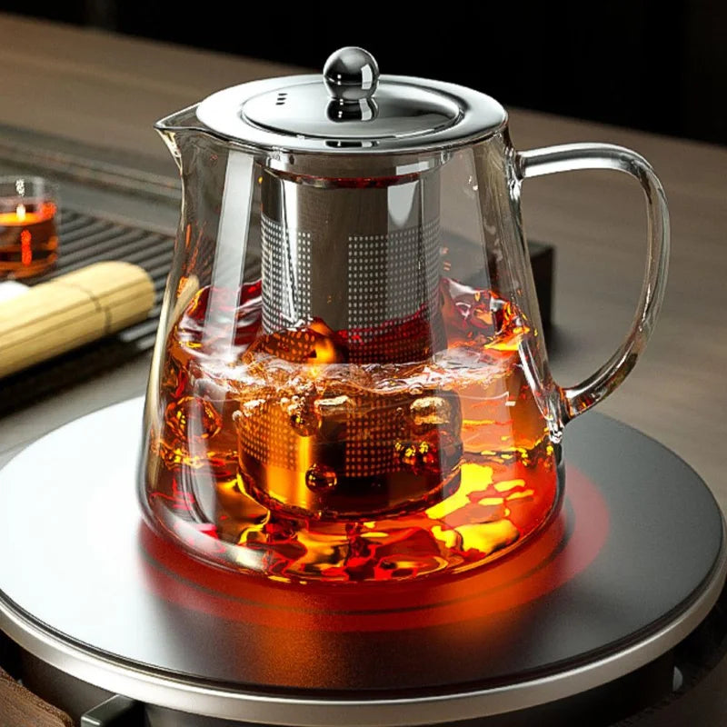 Théière en Verre Borosilicate 950ml - Infuseur Inox & Résistante à la Chaleur