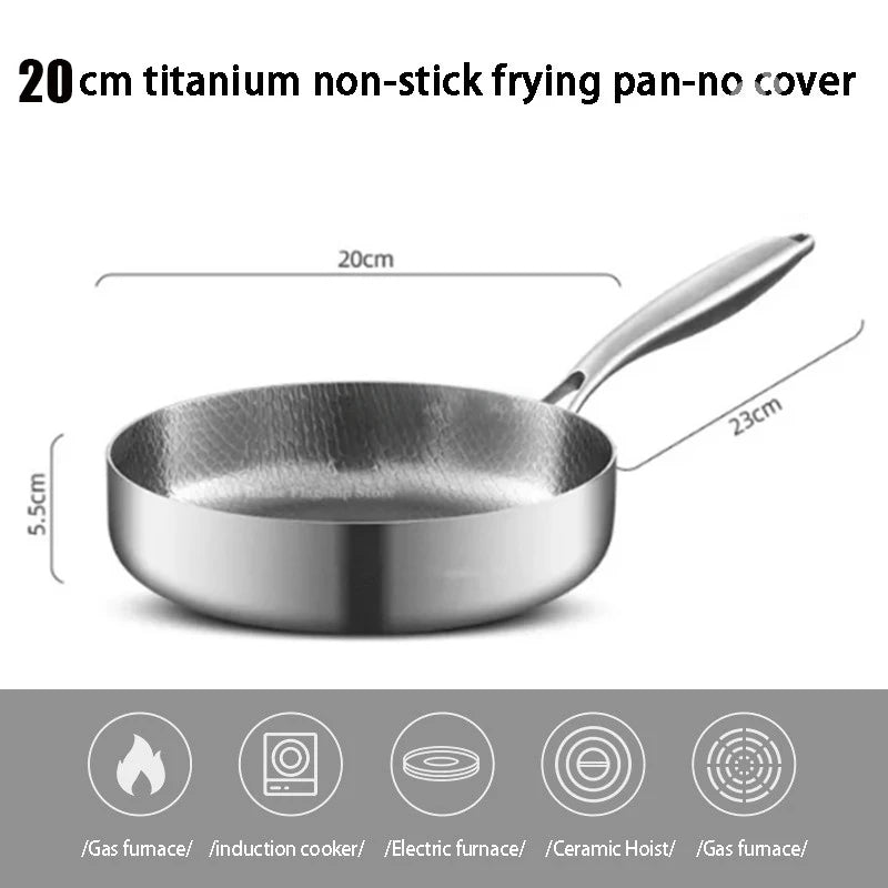 Poêle Antiadhésive Premium en Titane et Acier Inoxydable - 20/24/28cm