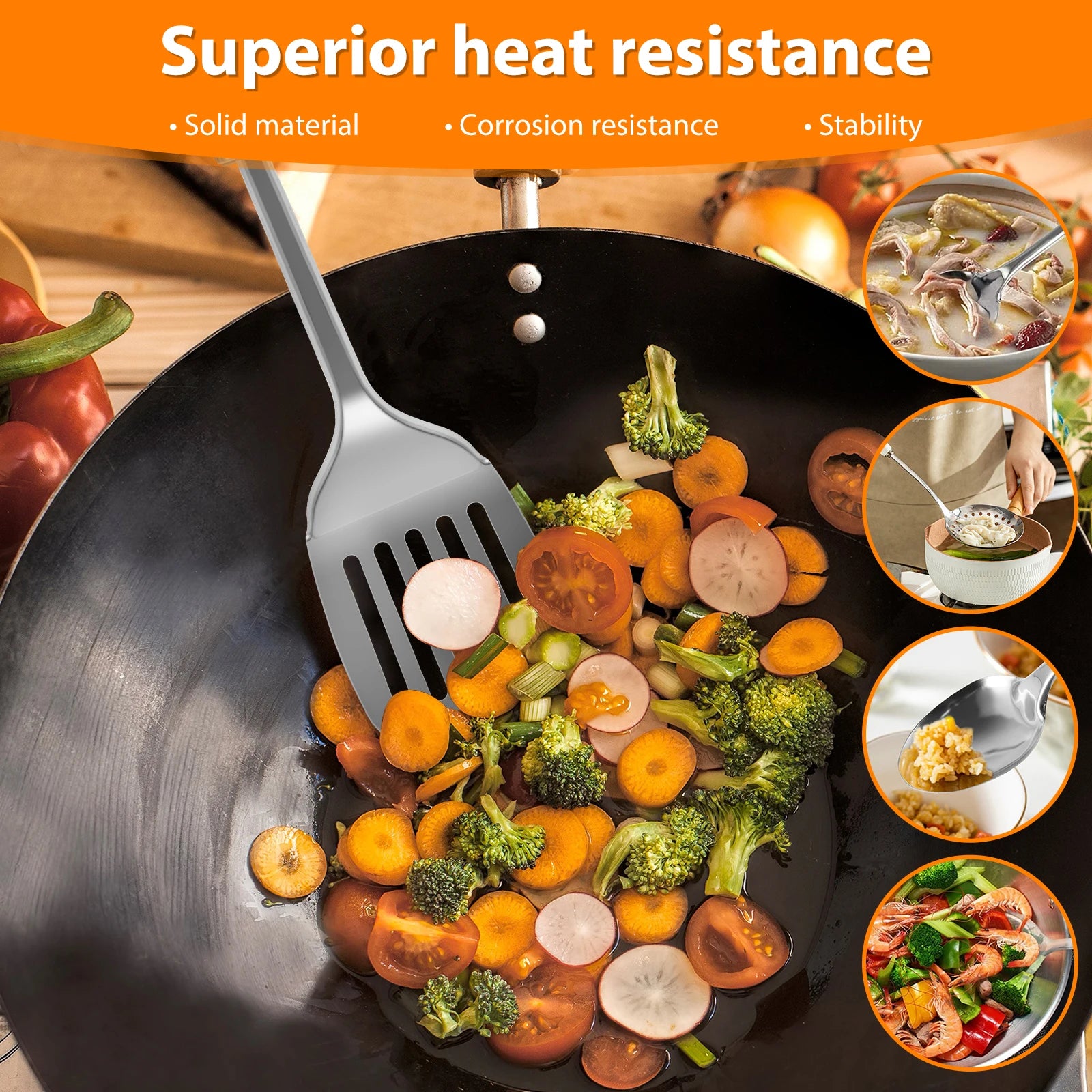 Ensemble 5 Ustensiles de Cuisine en Acier Inoxydable Willstar