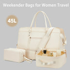 Set Sac de Voyage Femme Nylon – Sac Vêtements & Trousse de Toilette Inclus (Beige)
