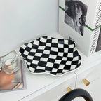 Assiettes et plats en céramique à carreaux irréguliers, échiquier européen, noir et blanc