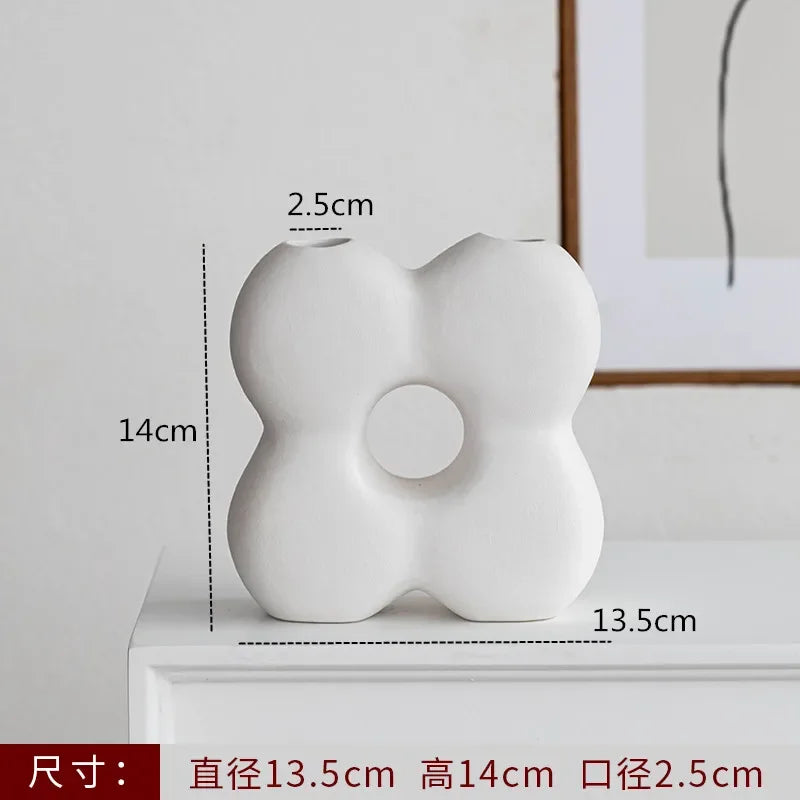 Vase à fleurs en céramique d'art noir et blanc, décoration nordique, minimalisme, fleurs séchées, accessoires de Gand, ornement B & B, maison