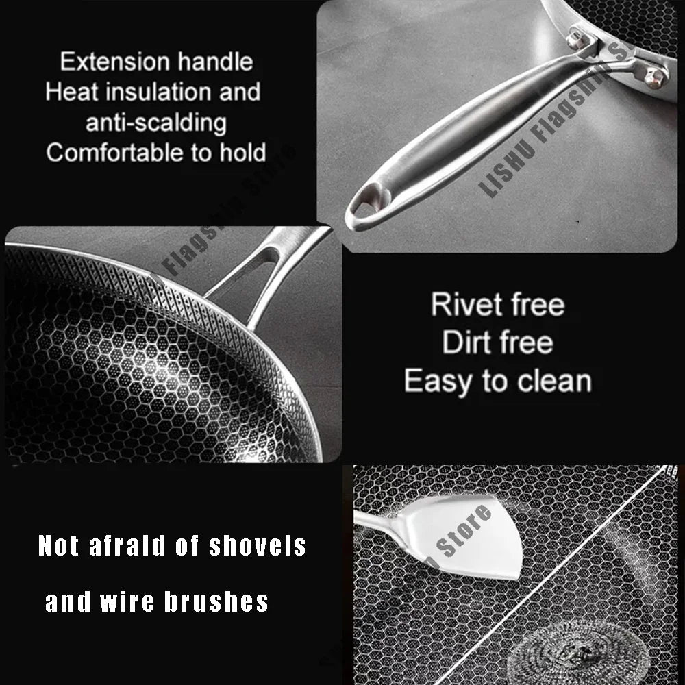 Poêle en Acier Inoxydable 316 Motif Nid d'Abeille - 22 à 30cm