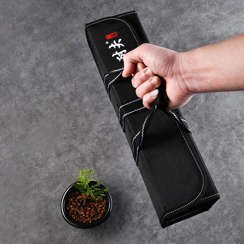 Sac Rouleau pour Couteaux de Chef - 6 Poches en Nylon Oxford Noir
