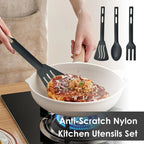 Ensemble d'Ustensiles de Cuisine en Nylon Résistants à la Chaleur - 3 Pièces Antiadhésifs