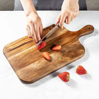 Planche à découper en bois massif avec poignée - Plateau de service artisanal