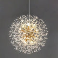 Lustre Cristal Pissenlit LED – Pendentif Boule de Feu Étoilée | Chrome & Or | 110V/220V