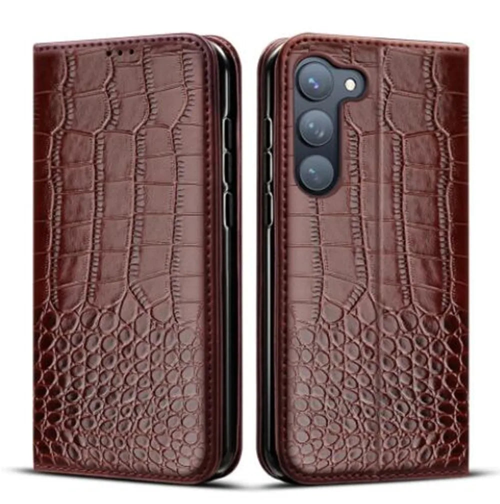 Étui Portefeuille à Rabat en Cuir pour Samsung Galaxy — Porte-Cartes, Fermeture Magnétique, S8 au S24 Ultra