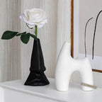 Vase à fleurs en céramique d'art noir et blanc, décoration nordique, minimalisme, fleurs séchées, accessoires de Gand, ornement B & B, maison