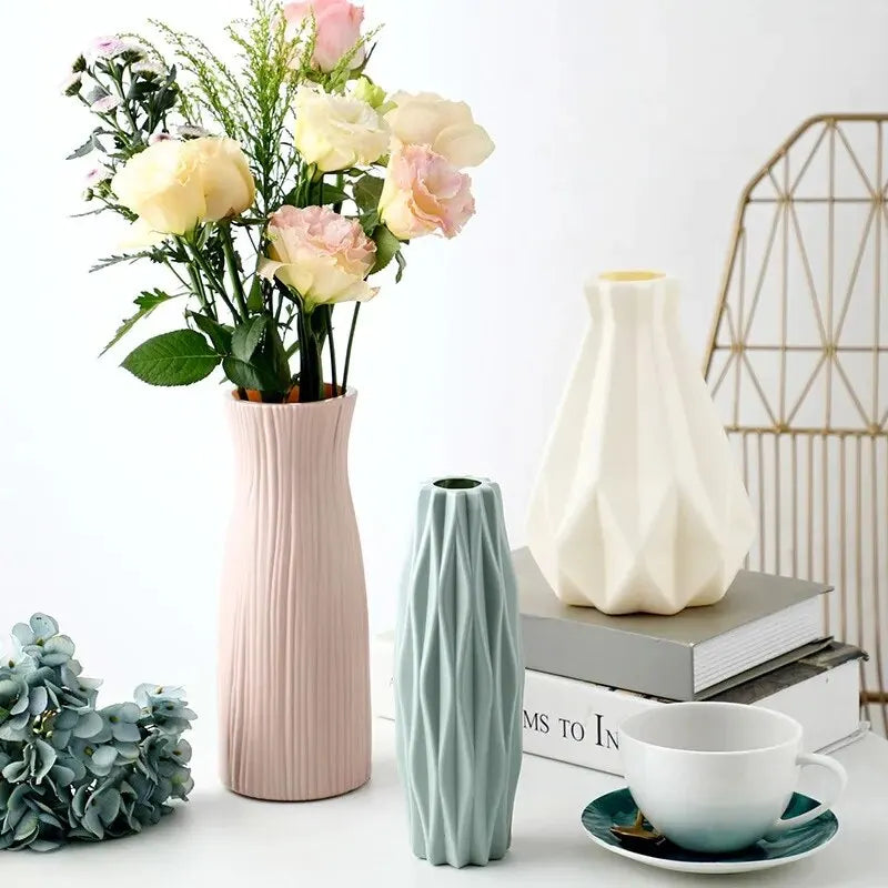 Vase Moderne en Plastique Style Nordique - Panier Décoratif pour Fleurs