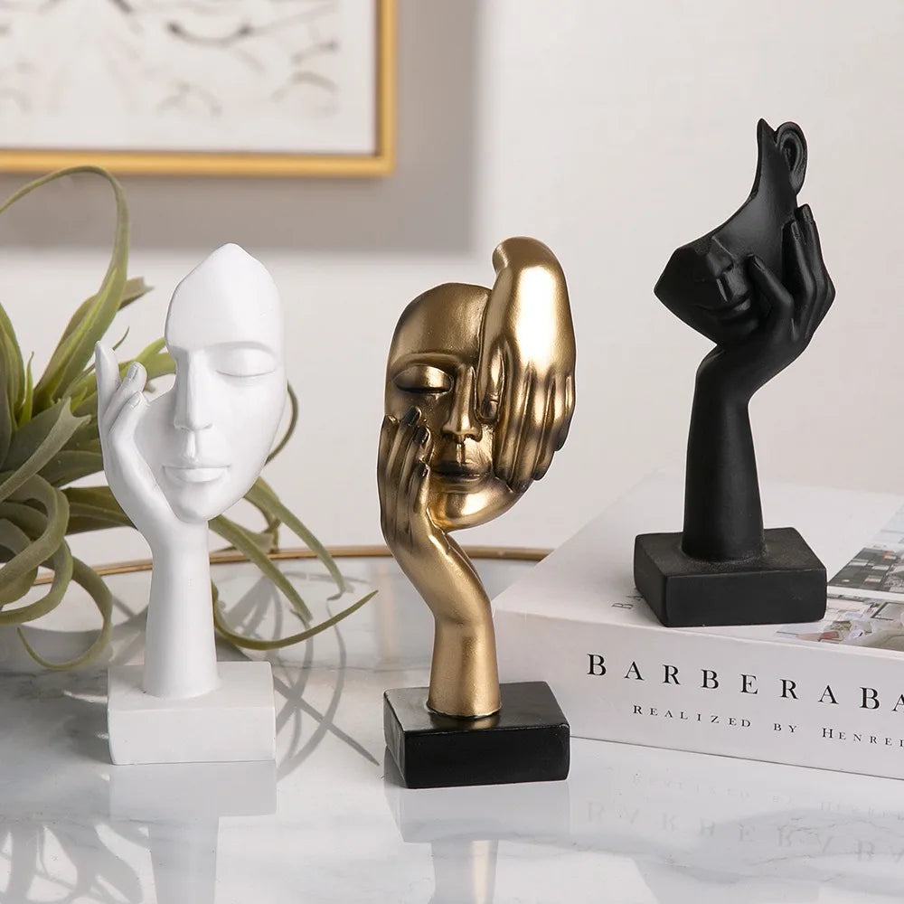Statue Abstraite en Résine – Sculpture Nordique Penseur, Décoration Bureau & Salon | Art Luxe