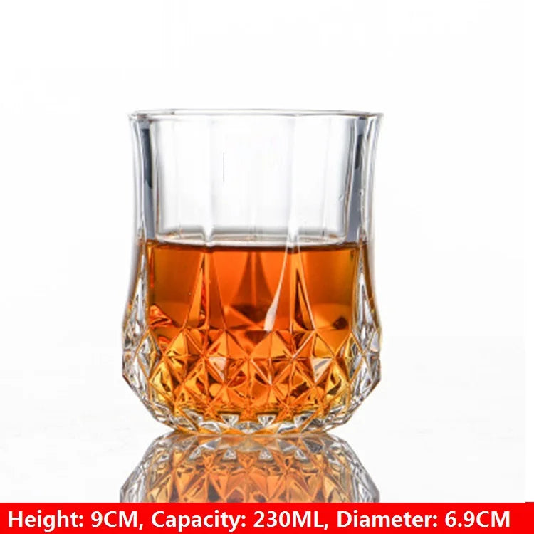 Tasse en Verre Cristal Gravé 230ml - Verre à Vin Rouge Whisky Polyvalent