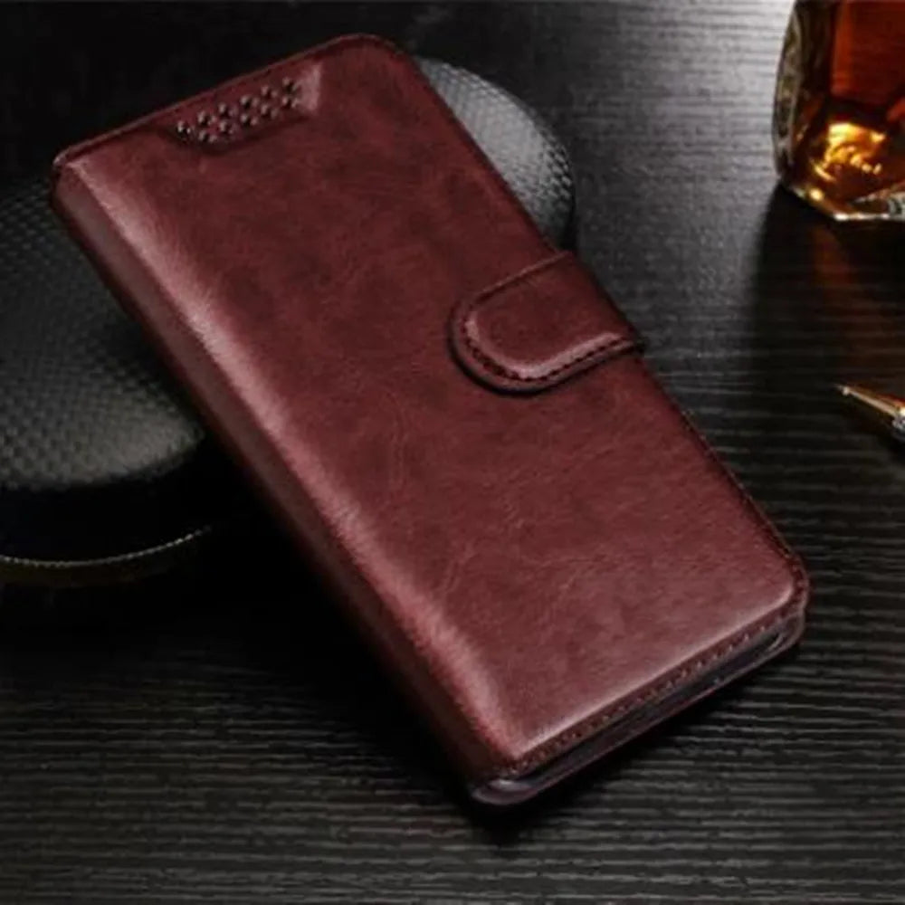 Étui Portefeuille à Rabat en Cuir pour Samsung Galaxy — Porte-Cartes, Fermeture Magnétique, S8 au S24 Ultra