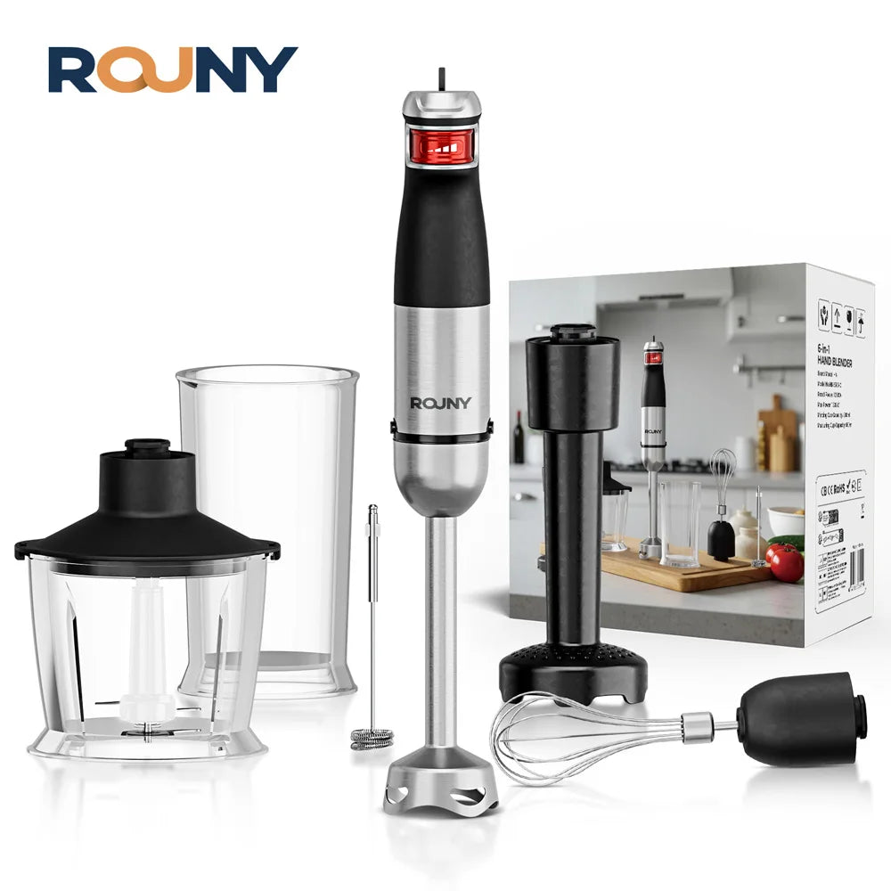 Mixeur Plongeant 6-en-1 1500W - Blender à Main Multifonction Inox Professionnel