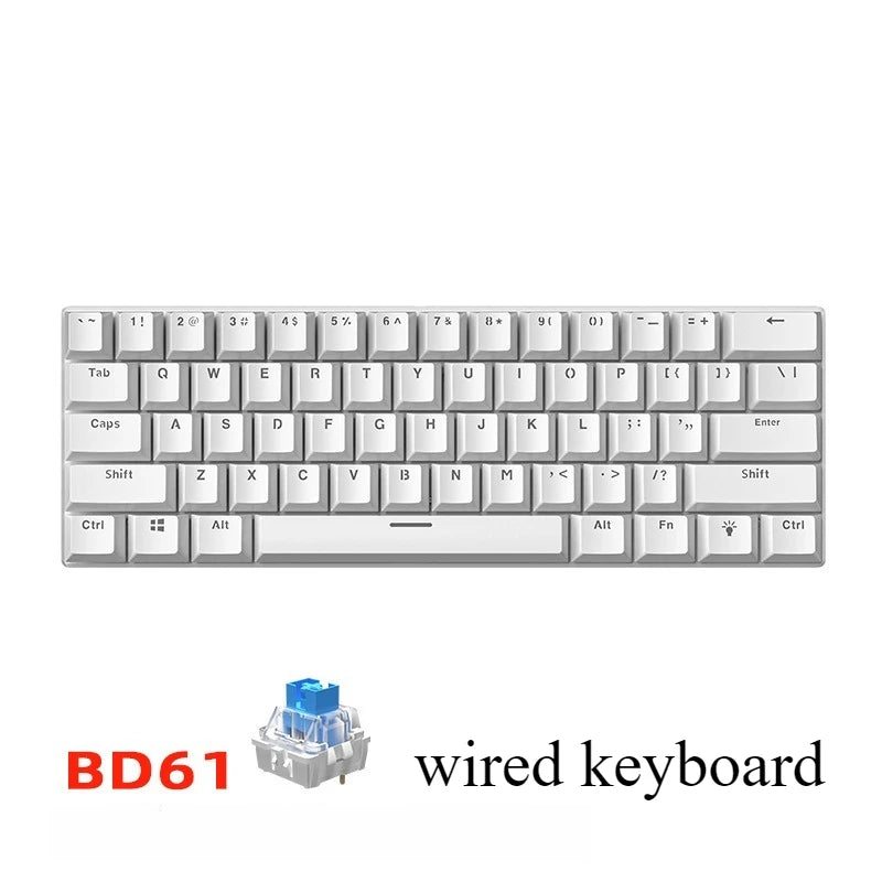 Clavier Mécanique Gaming 60% Compact - Lettre échangeable. Design Blanc Minimaliste
