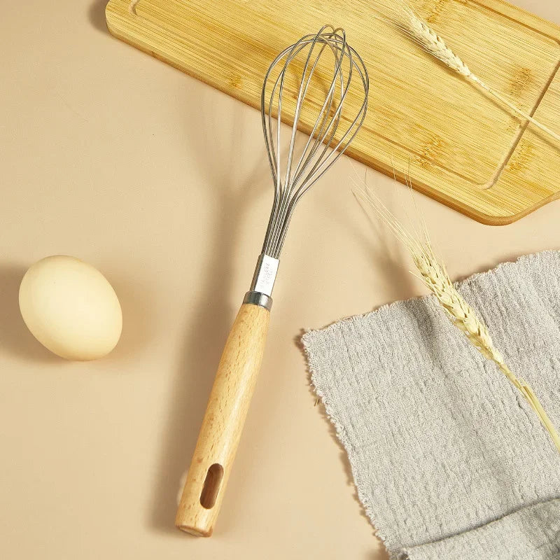 Batteur à Œufs Manuel en Bois - Fouet Traditionnel Cuisine & Pâtisserie