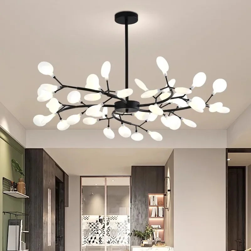 Lustre de plafond à LED nordique, éclairage de branche moderne, lampes suspendues, salon, or, noir, art, décor à la maison, lampes d'intérieur, chaussures