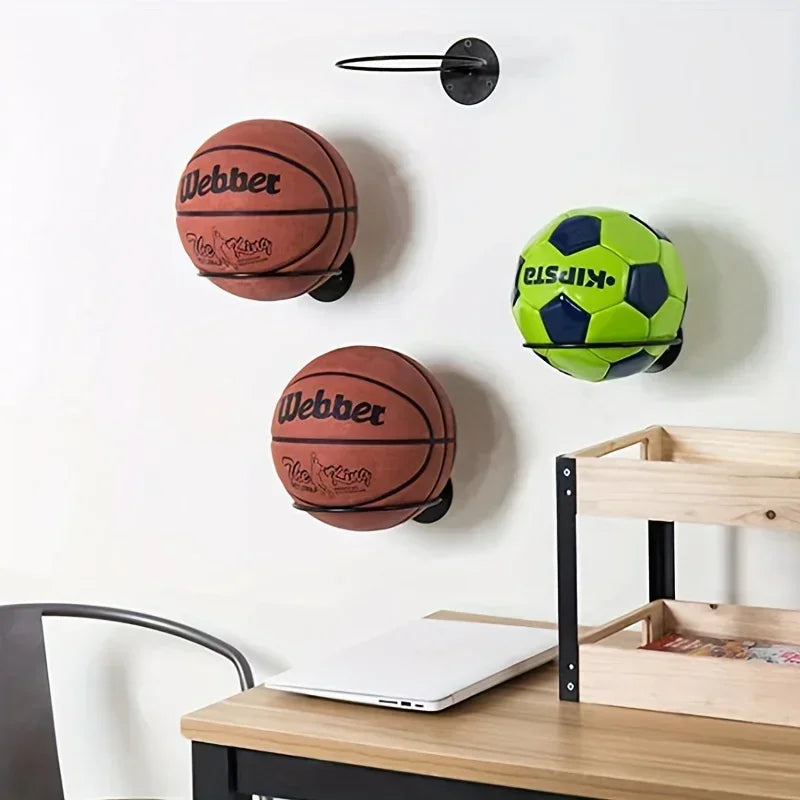 Présentoir Mural Métal pour Balles de Sport - Support Rangement Basket Football Volley