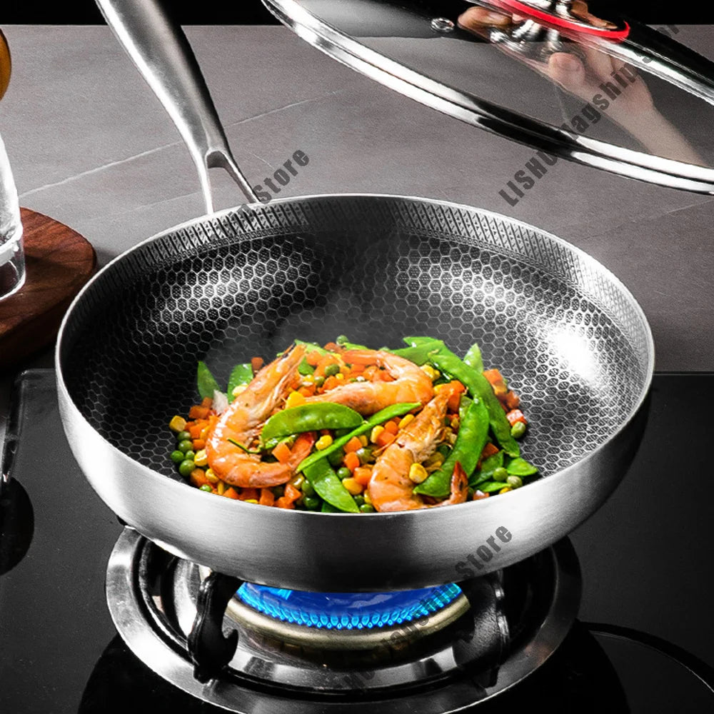 Poêle en Acier Inoxydable 316 Motif Nid d'Abeille - 22 à 30cm