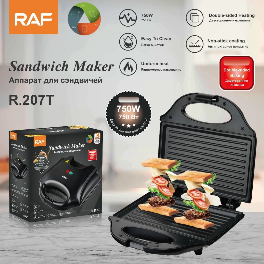 Machine à Croque-Monsieur Antiadhésif Électrique Multifonction 3-en-1 -