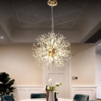 Lustre Cristal Pissenlit LED – Pendentif Boule de Feu Étoilée | Chrome & Or | 110V/220V