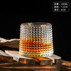 Verre à Whisky Rotatif 200ml avec Base en Bois - Design Vintage Élégant