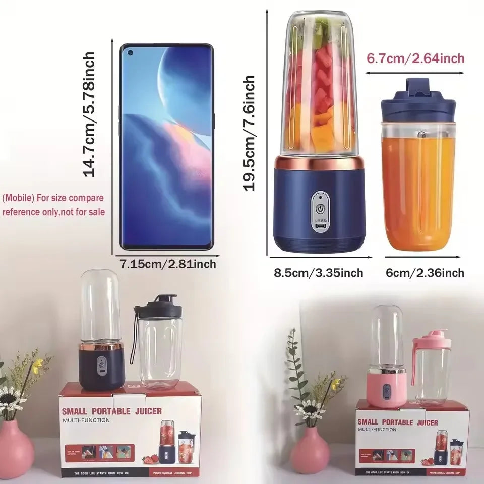 Blender Portable Rechargeable USB 6 Lames - Smoothies et Jus Frais