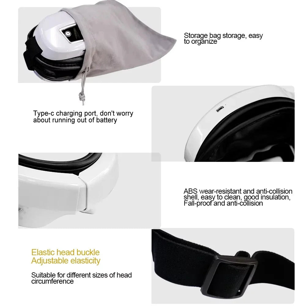 Masseur Oculaire Intelligent 6D – Airbag, Vibration, Bluetooth & 4 Modes | Raiuleko
