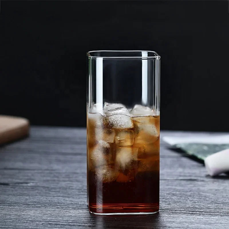 Verre Carré en Borosilicate - Tasse Transparente Thé Café Lait 250/350/450ml