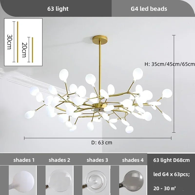 Lustre de plafond à LED nordique, éclairage de branche moderne, lampes suspendues, salon, or, noir, art, décor à la maison, lampes d'intérieur, chaussures