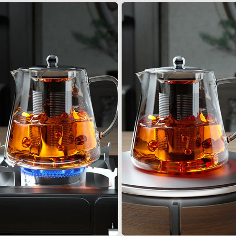Théière en Verre Borosilicate 950ml - Infuseur Inox & Résistante à la Chaleur