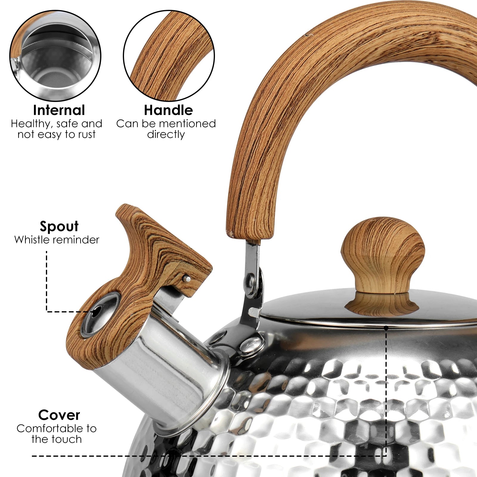 Bouilloire Sifflante 2-3L en Acier Inoxydable - Poignée Anti-Brûlure & Design Premium