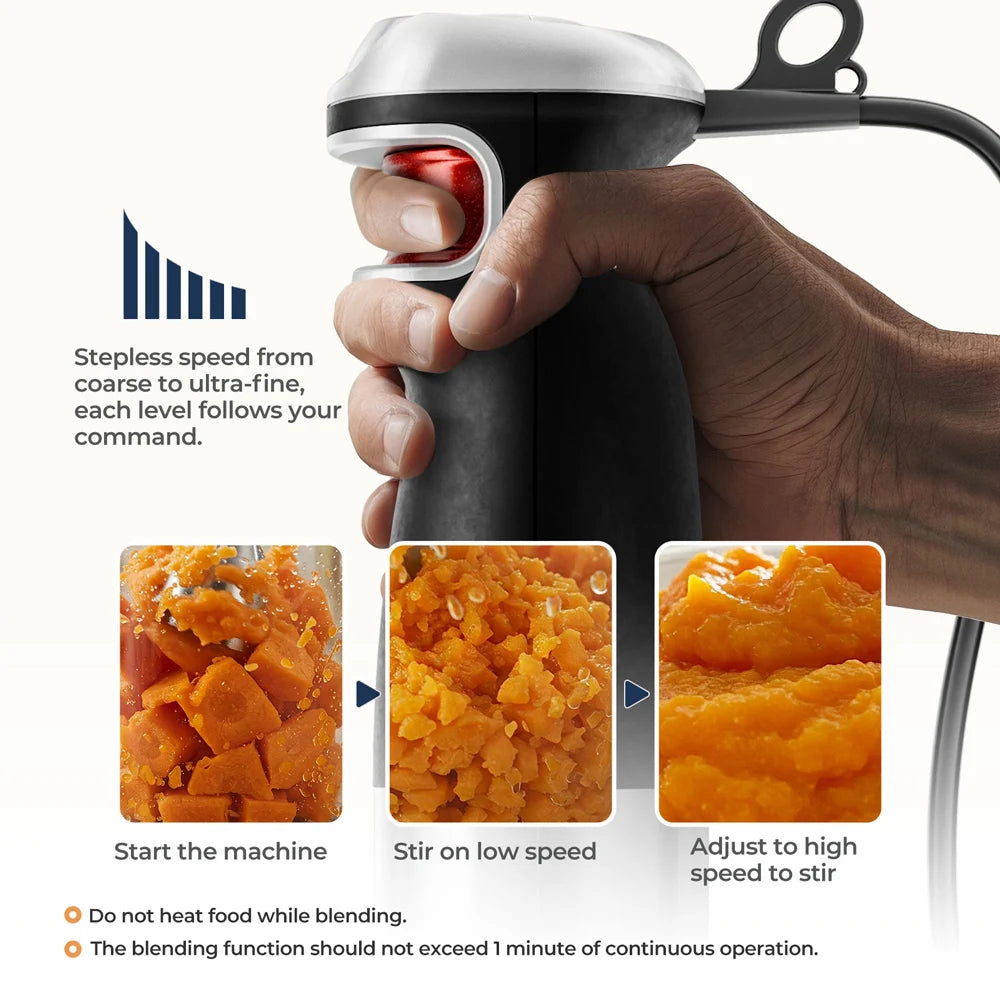 Mixeur Plongeant 6-en-1 1500W - Blender à Main Multifonction Inox Professionnel