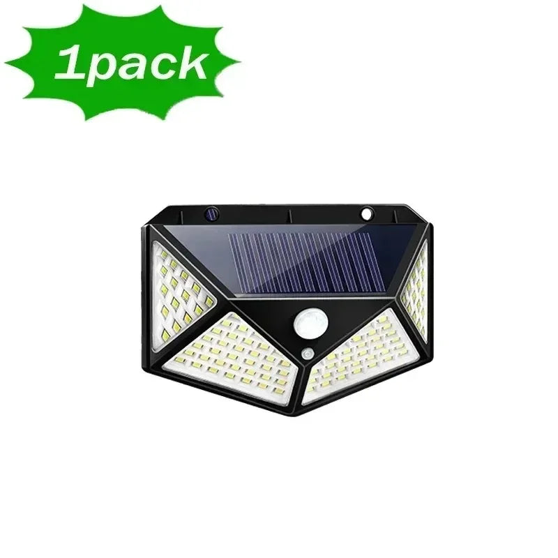 Lampe Solaire LED 100 LED – Détecteur de Mouvement PIR, Éclairage Extérieur IP65, 3 Modes