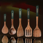 Ensemble d'Ustensiles de Cuisine en Bois Résistants à la Chaleur - 4 Pièces Antiadhésifs