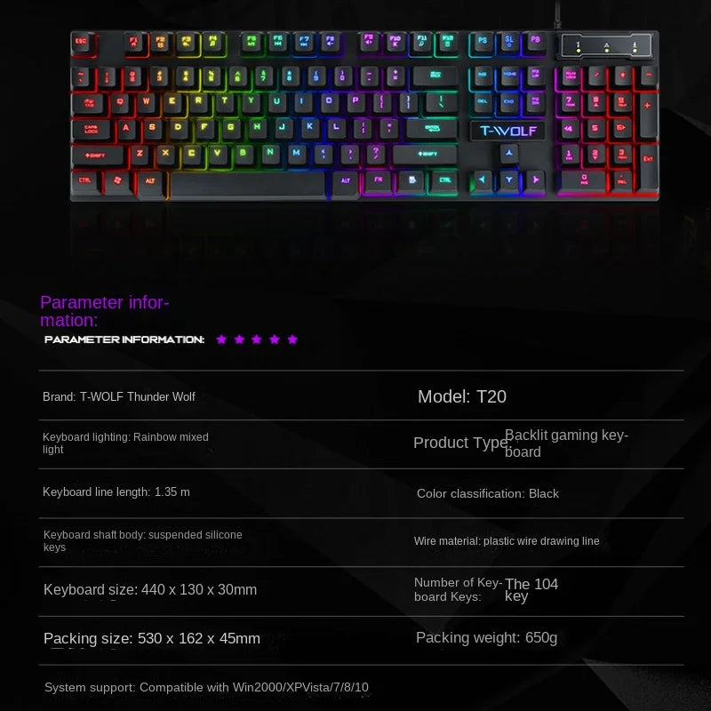Clavier Gaming Mécanique Rétroéclairé RGB - Clavier Filaire PC Gamer avec Éclairage LED