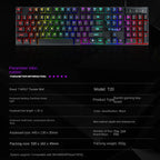 RGB Backlit Mechanical Gaming Keyboard - Wired PC Gamer Keyboard with LED Lighting
