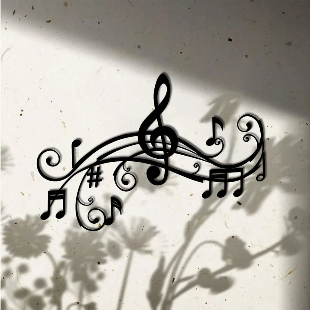 Plaque Métallique Décorative – Notes de Musique Art Déco, Intérieur & Extérieur 40×28 cm | CIFBUY