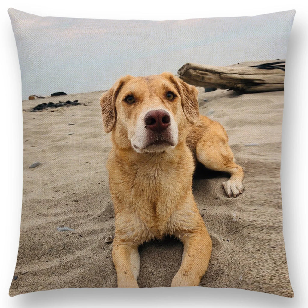 Housse de Coussin Personnalisable en Lin - Logo & Photo sur Mesure pour Salon