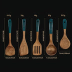 Ensemble d'Ustensiles de Cuisine en Bois Résistants à la Chaleur - 4 Pièces Antiadhésifs