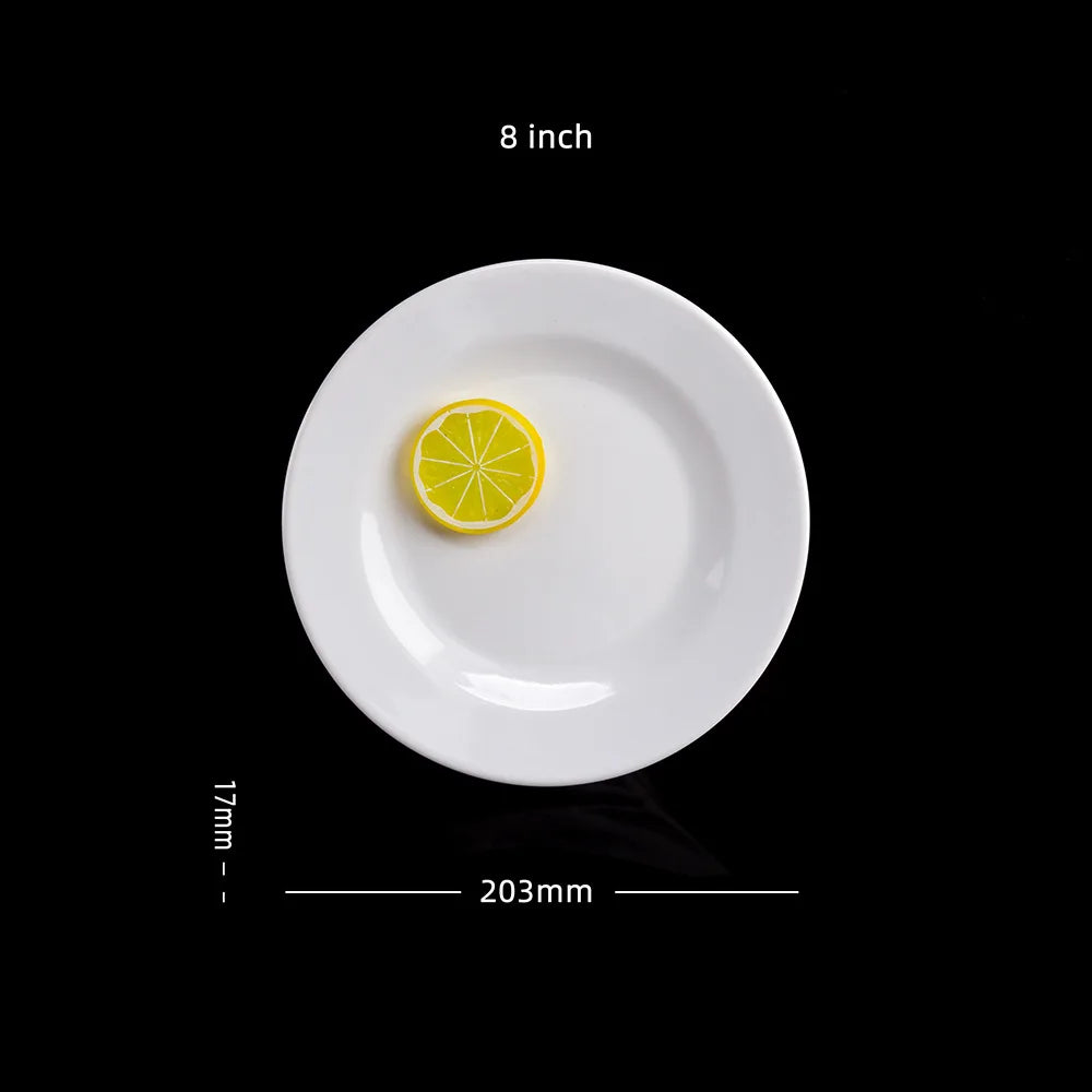 Assiette Mélamine Blanche Premium - Plateau Steak Rond 12 pouces