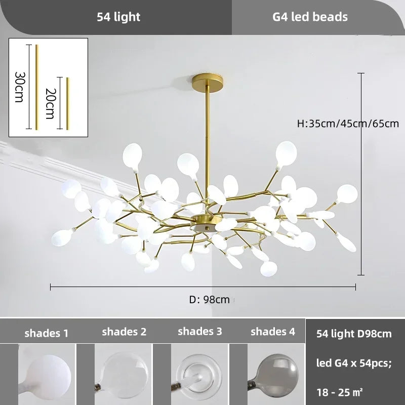 Lustre de plafond à LED nordique, éclairage de branche moderne, lampes suspendues, salon, or, noir, art, décor à la maison, lampes d'intérieur, chaussures