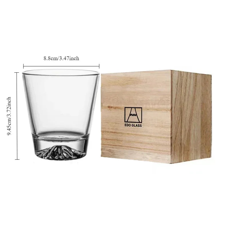 Verre à whisky japonais avec relief montagne 3D - Coffret cadeau premium